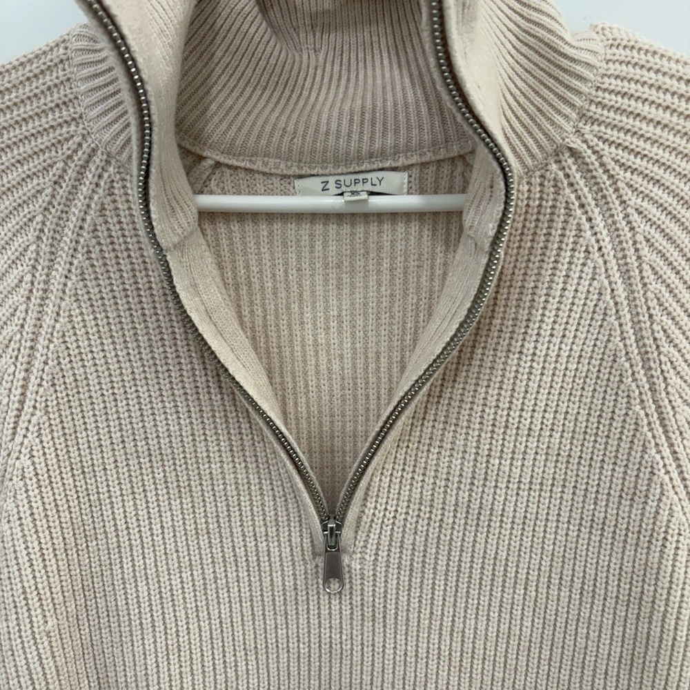 Z Supply Jayce 3/4 Zip Sweater in Oatmeal Size XS - Picture 3 of 13